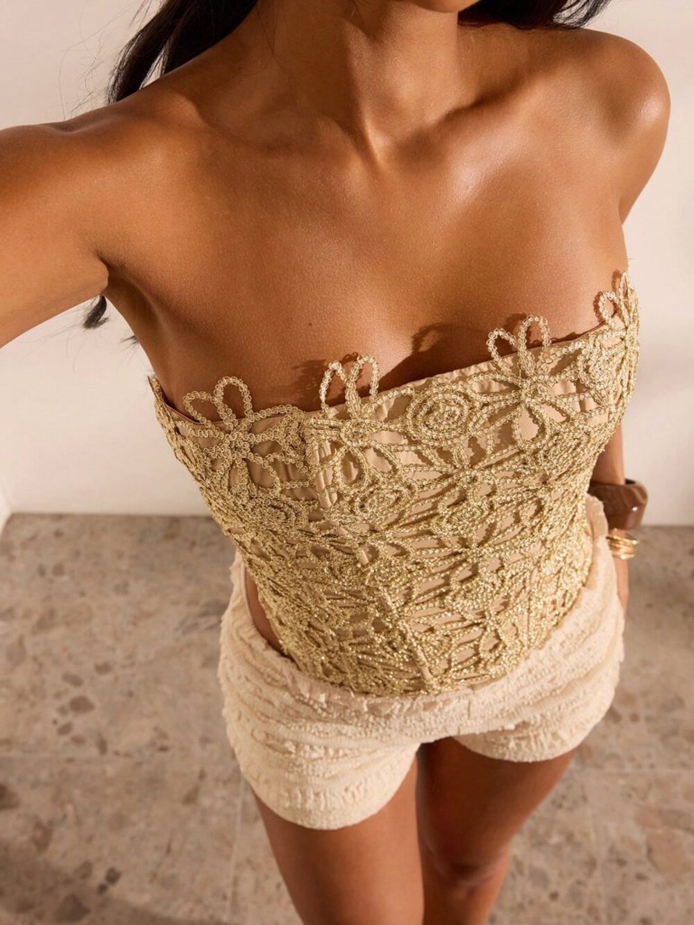 Gold Casual Women's Woven Bandeau Top - Picture 4 of 8